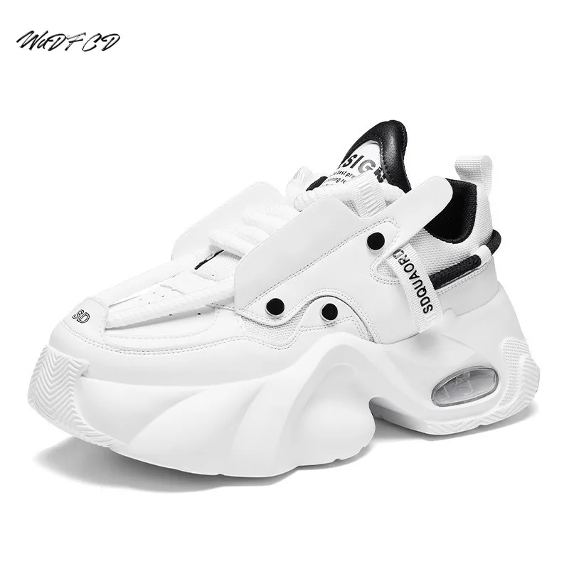 

Chunky Sneaker Men Designer Sport Shoes Fashion Casual Microfiber Leather Fabric Breathable Height Increased Flat Platform Shoes