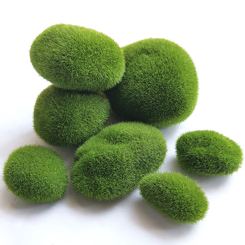 5Pcs Simulation Moss Stone Artificial Moss Rocks Ball Fake Green Plant For Home Garden Flower Pot Decoration Creative Crafts