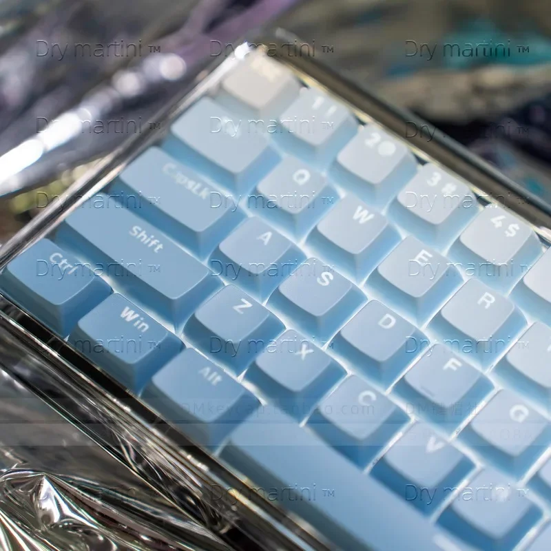 Imagem -03 - Teclado Mecânico Gradiente Azul Teclas Pbt 127 Teclas Translúcido Perfil Mda Tiro Duplo Interruptores Personalizados