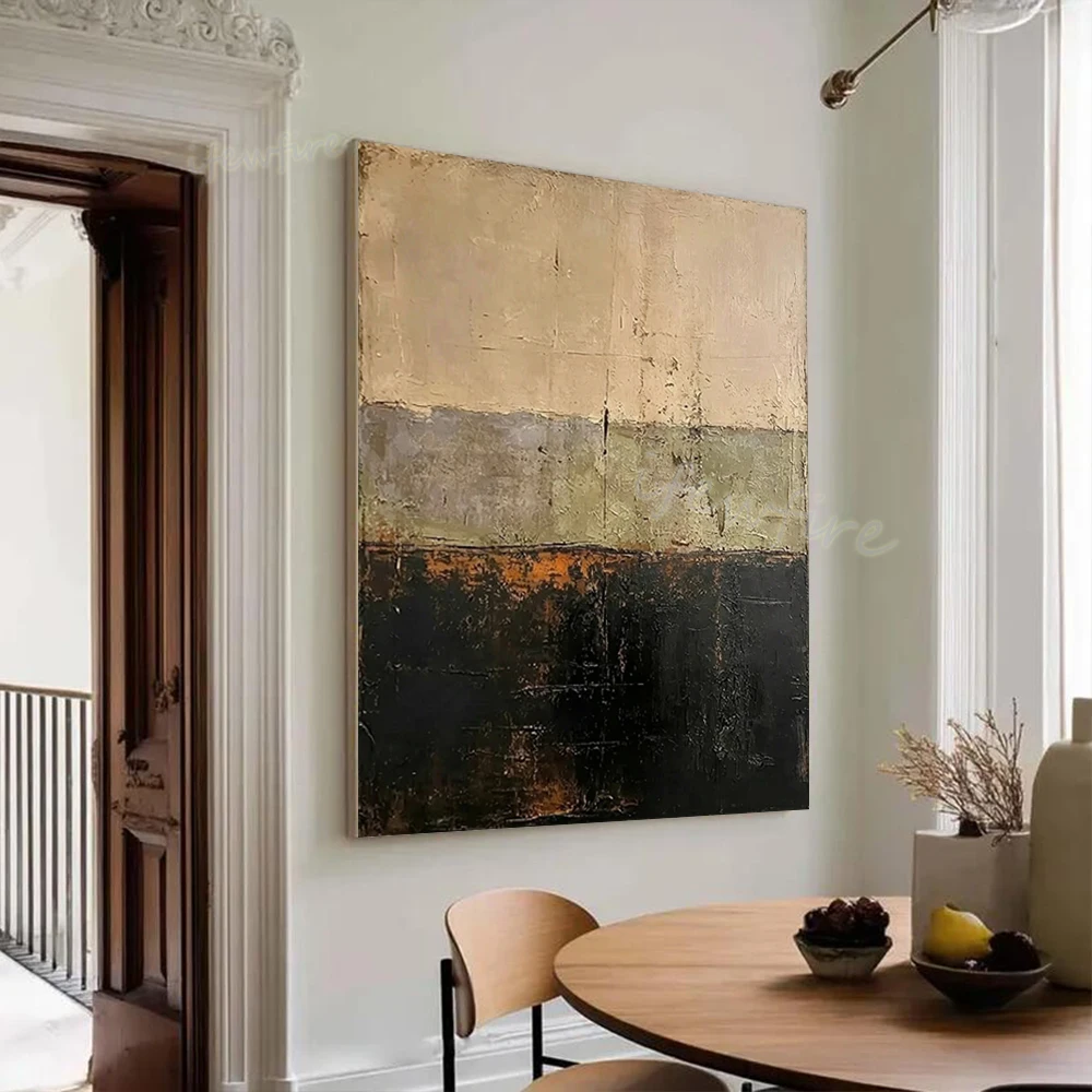 Modern Abstract Oil Painting 100% Handmade Dark Color Canvas Mural - Unique Wall Art Picture for Living Room Decor Image Artwork