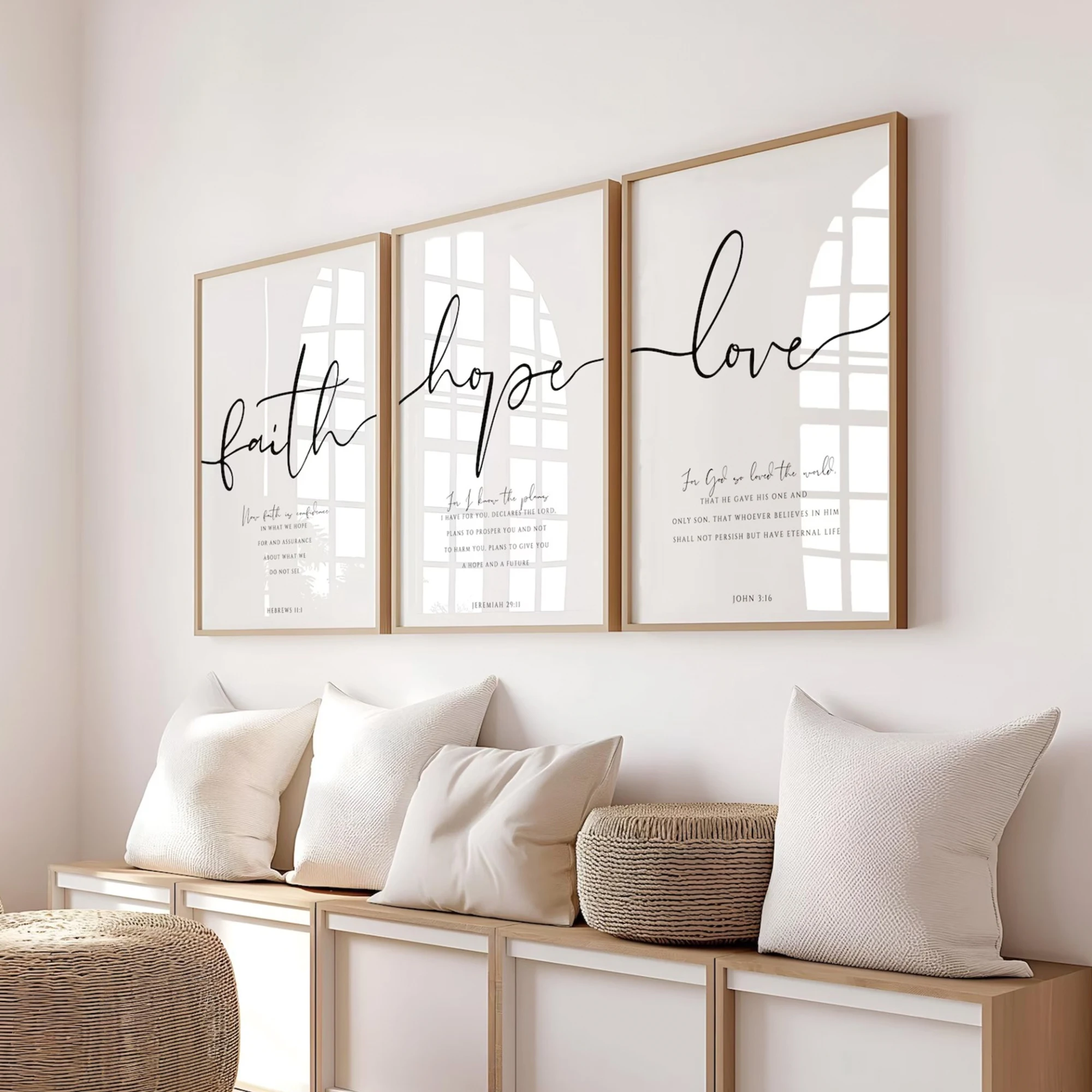 Faith Hope Love Bible Verse Christian Wall Art Print Canvas Painting Poster Picture For Living Room,Bedroom,Home Decor