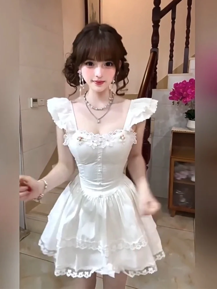 

XZY Sweet Princ Sle плиссированная юбка летняя белая женская юбка с цветочным принтом Dr с длинными рукавами и высокой талией трапециевидной формы миди Dr
