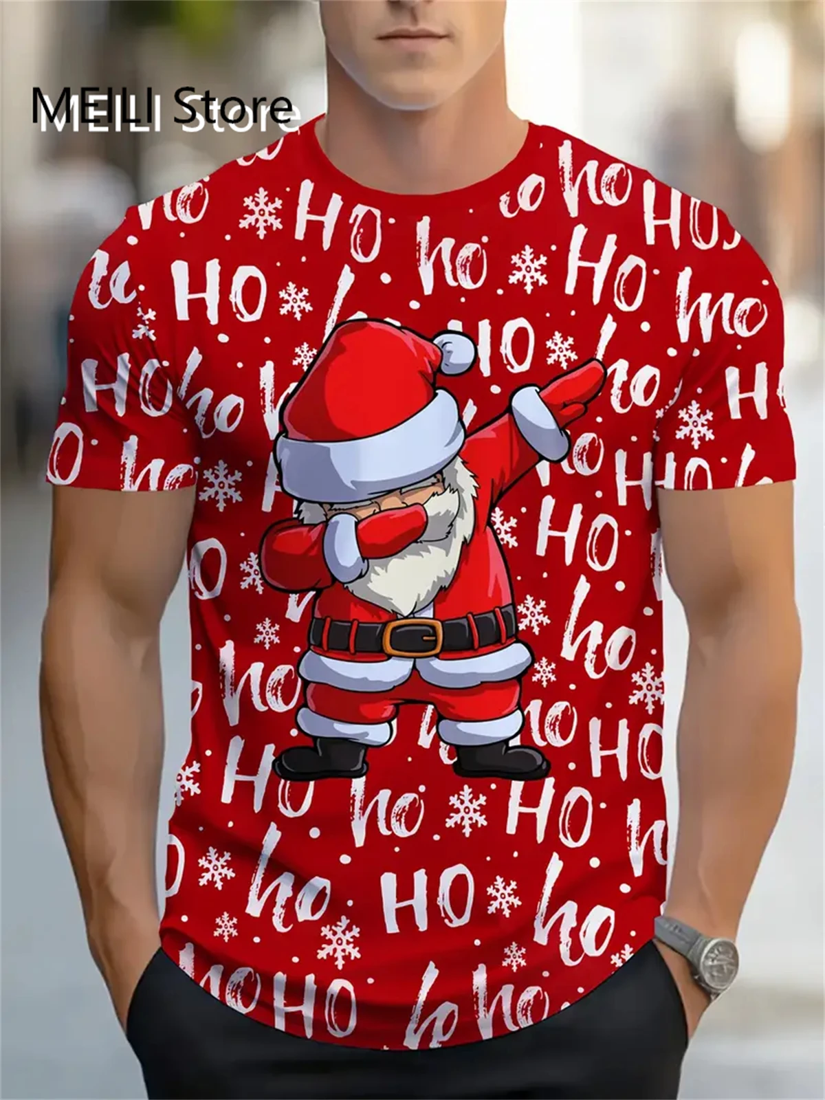 Christmas T Shirt Men 3D Santa Claus Graphic T Shirts Short Sleeve Mens Clothes Casual Round Neck Fashion Tops Oversized T-Shirt