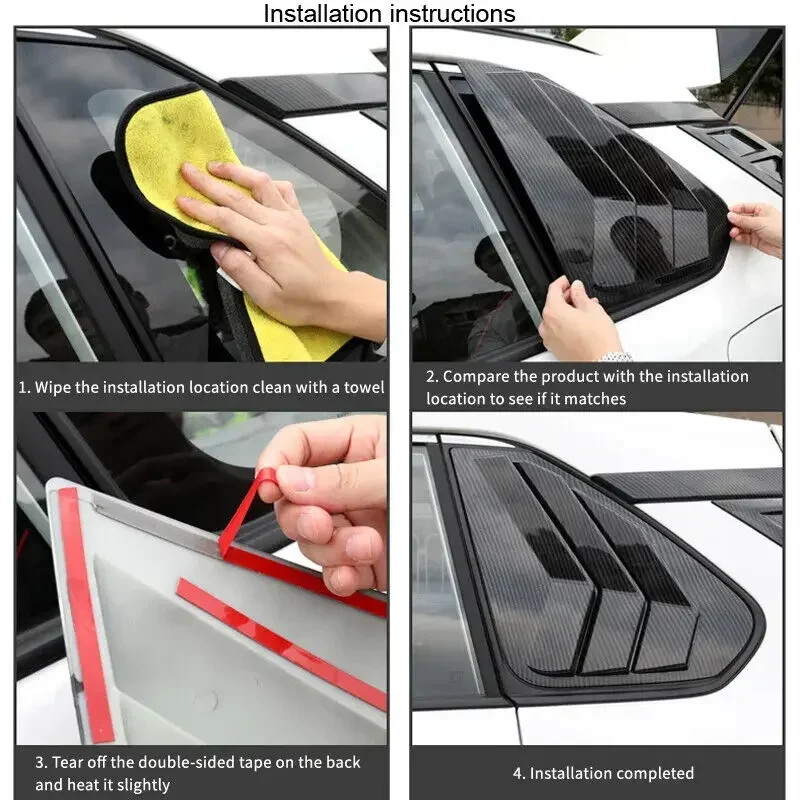 For Toyota RAV4 2019 2020 2021 2022 2023 Car Rear Window Louver Shutter Cover Side Vent Trim Sticker Scoop Exterior Accessories