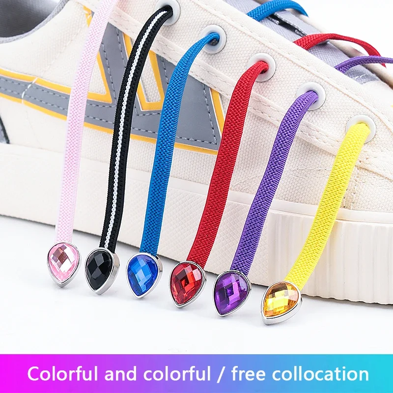 No Tie Shoe Laces Elastic Lazy Shoelaces for Sneakers Safety Fast Color Water Droplets Lock Flat Shoes Lace Unisex Rubber Band