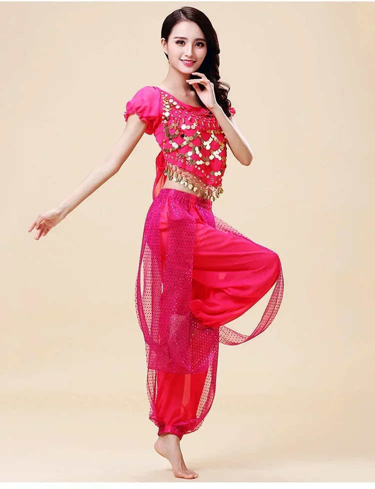 Women Belly Dancing Suit For Ladies 2 Piece Set (Shirt+Pants)  Fashion lndia Bollywood Dance Wear Stage Belly Dance Costume Set