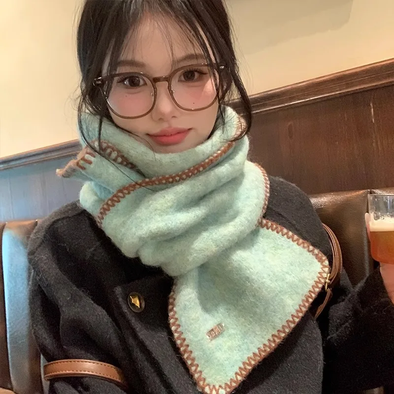 Women Winter Scarf Candy Colors Korean Woolen Scarf Lovers Female Thicken Warm Students Knitted Scarves Neck Collar Scarf New