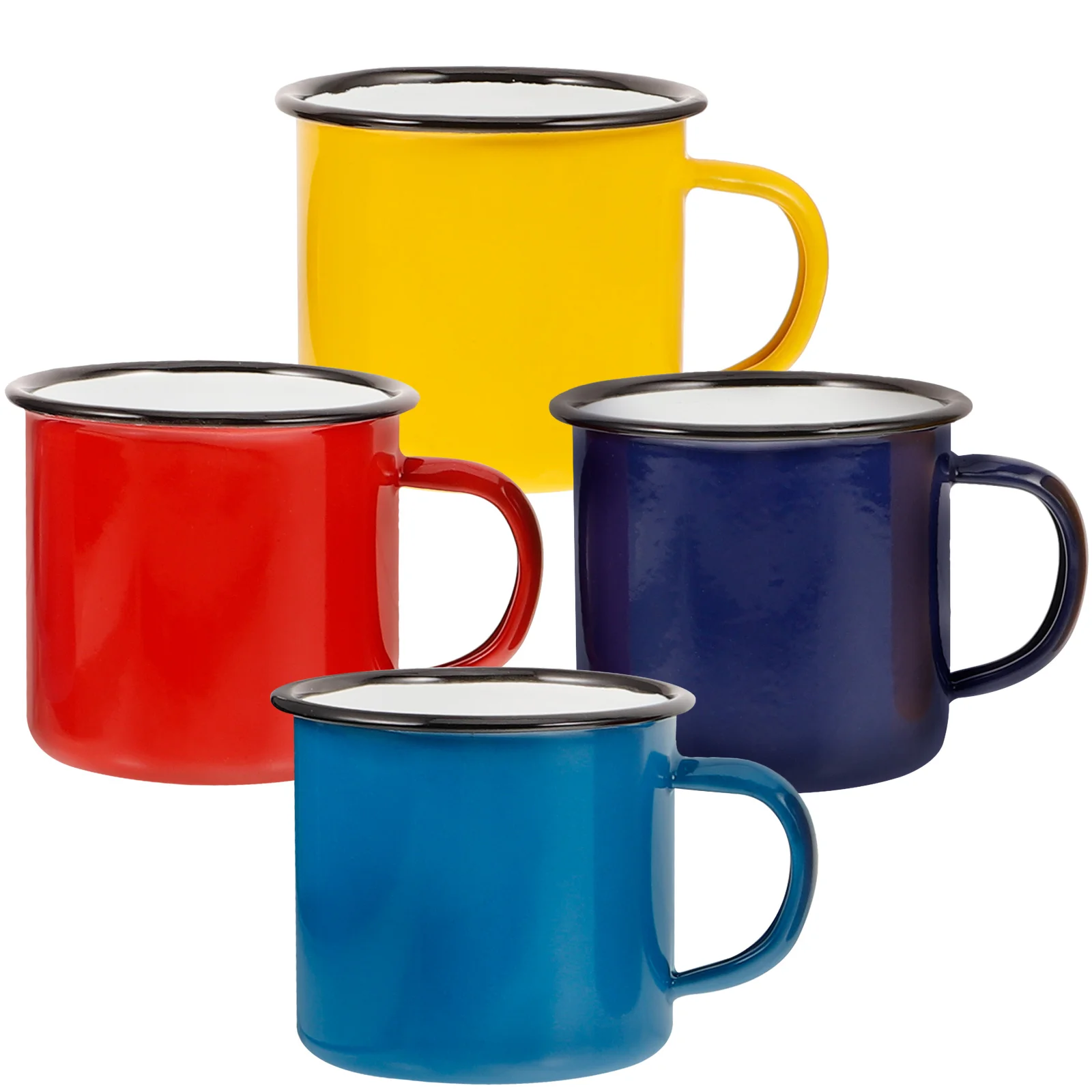 4 Pcs Enamel Mug Set Water Cup Drinking for Travel Retro Coffee Glasses Tea Backpack