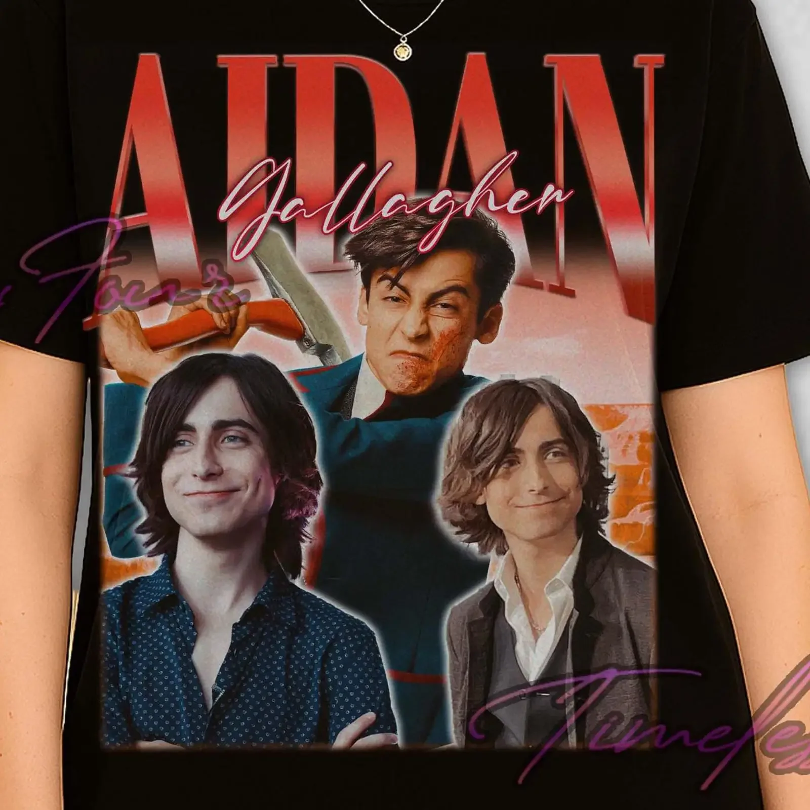Camiseta Vintage Aidan Gallagher Estilo Bootleg de los 90, Merchandising Retro del Actor Americano, para Fans de Nicky Harper, Casual, Vintage, Lavada, Ligeramente Desgastada