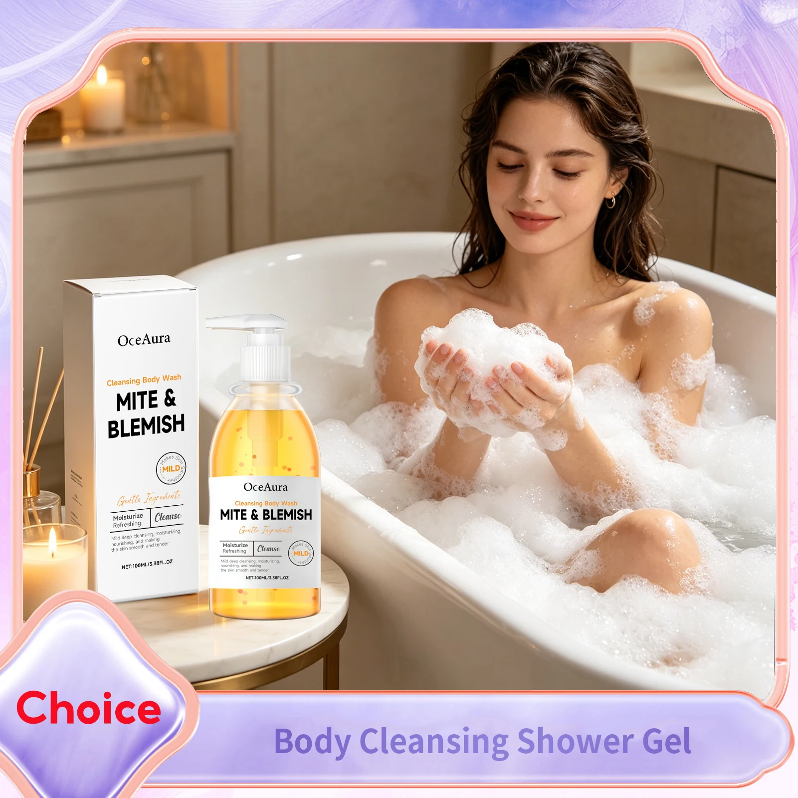 Gel de Ducha con Ácido Salicílico, Limpieza Profunda, Exfoliación Suave, Control de Grasa, Elimina el Acné, Fragancia Duradera, Suaviza la Piel, Elimina las Imperfecciones