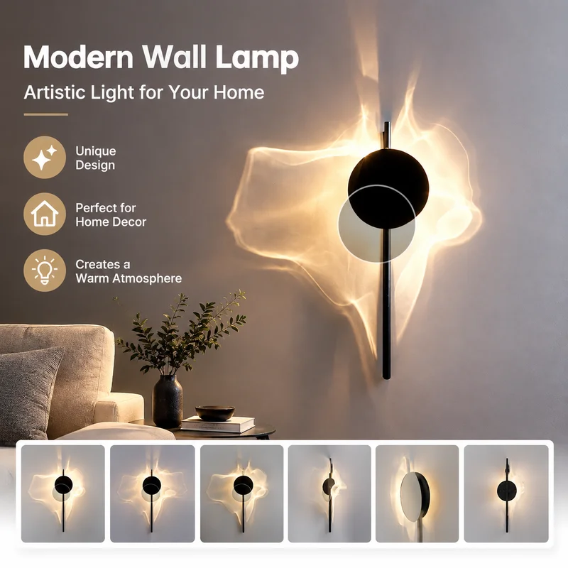 Wall Sconce Ripple Light Rotating Water Wave Effect Stainless Steel Minimalist Ambient Fixture for Bedroom Hallway Entryway Lamp