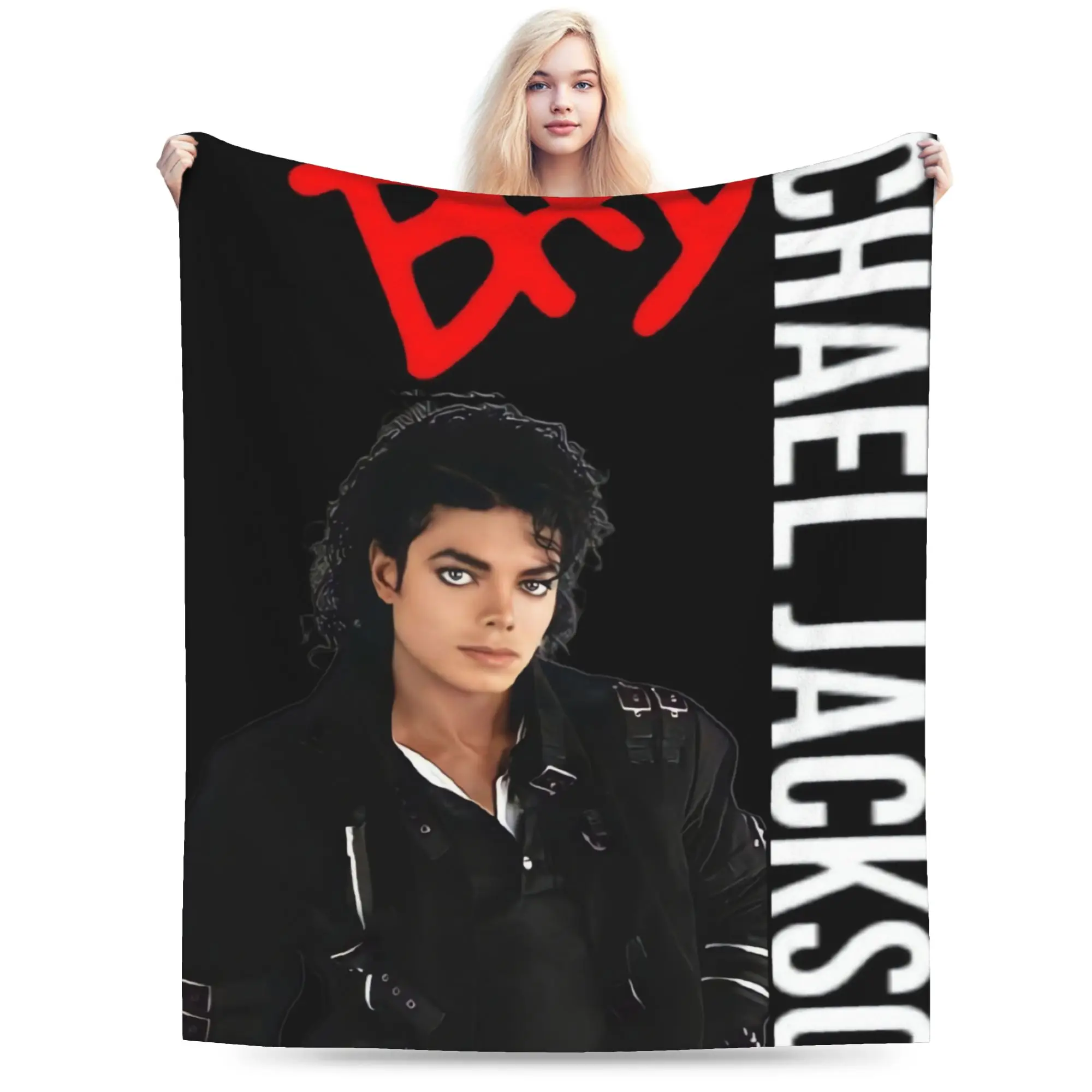 Bold Michael Jackson Bad Graphic Art Flannel Blanket  Warm Throw Blanket for Bedroom Picnic Fashion Bedspread Sofa Bed Cover