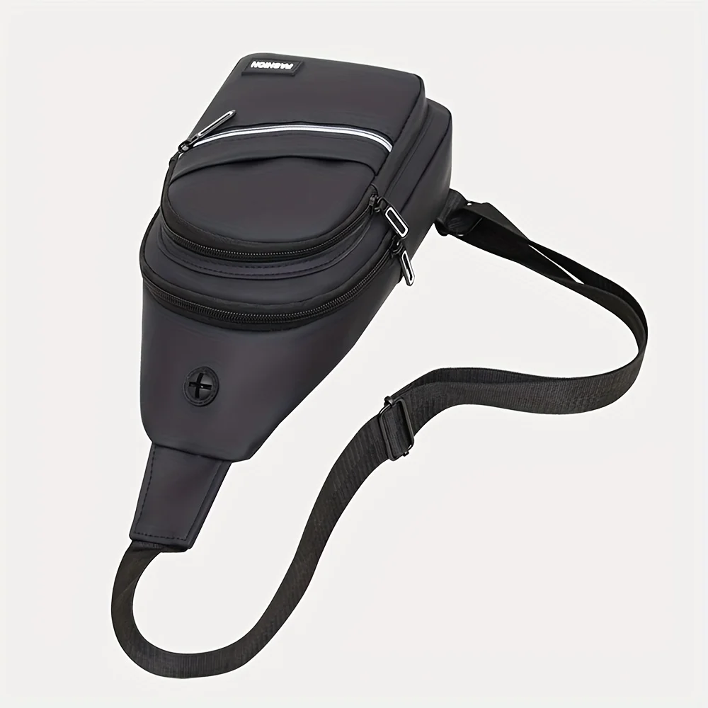 حقيبة صدر للرجال من جلد البولي يوريثان الناعم ذات سعة كبيرة، وأشرطة كتف قابلة للتعديل، وأقسام متعددة بسحاب، وقطري سفر كاجوال #3