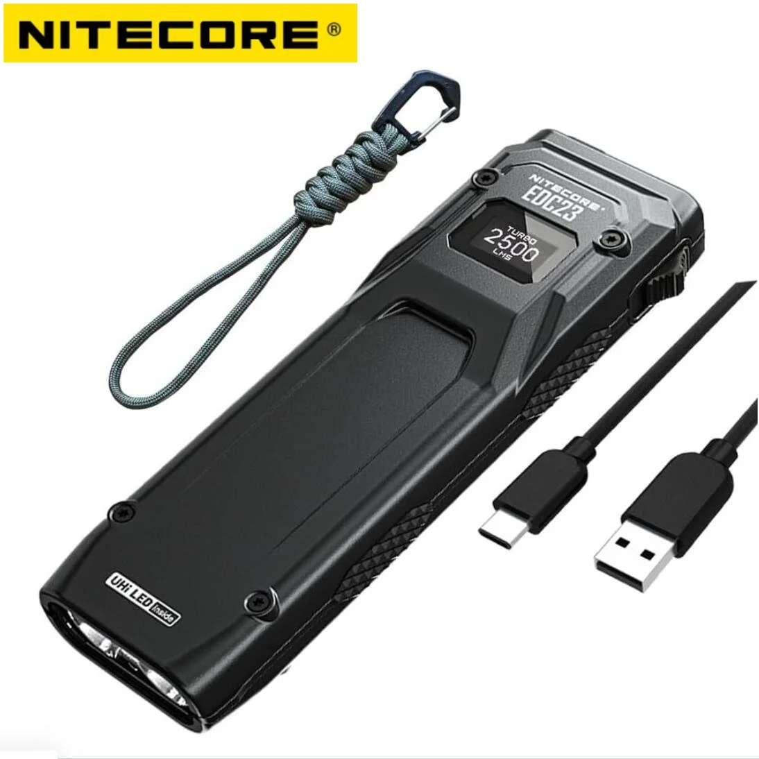 NITECORE EDC23 SABER Tactical Ultra Slim EDC Flat LED UHi 2500 Lumen USB-C Rechargeable Pocket Small Flashlight Built-in Battery