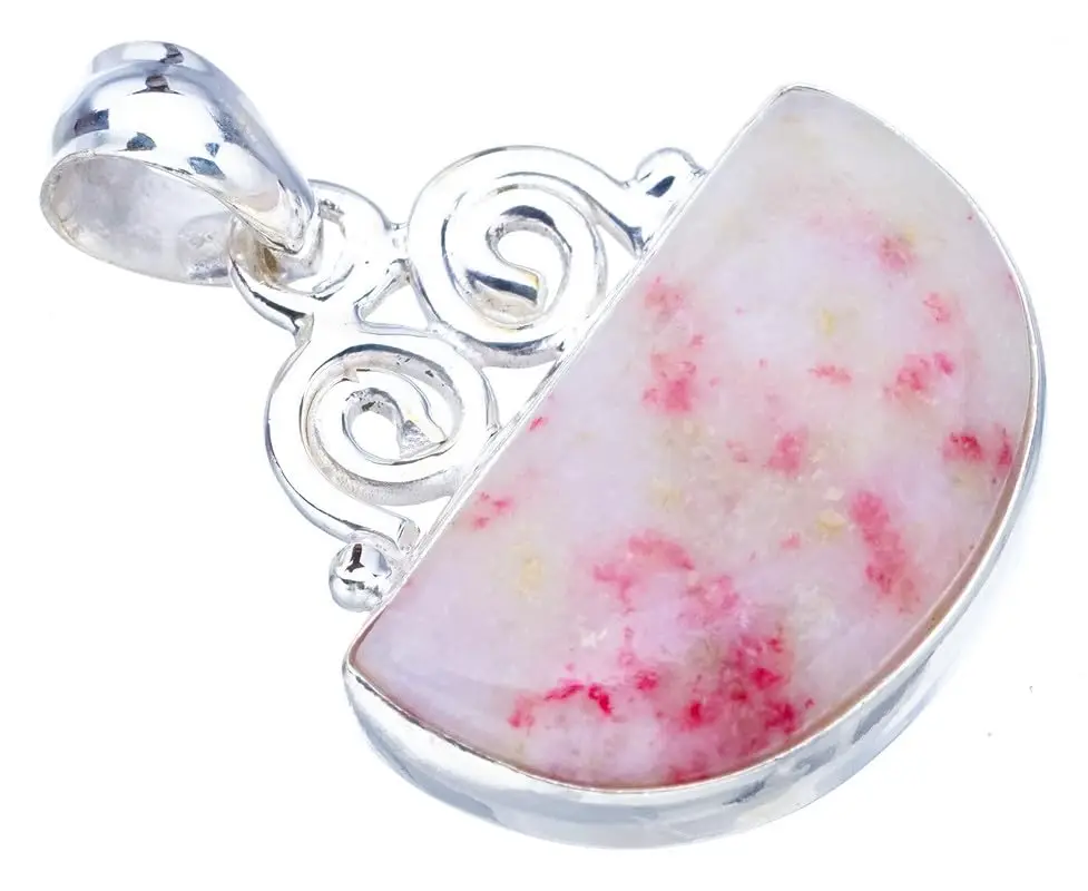 

Hesy® Natural Rhodonite Handmade 925 Sterling Silver Pendant 1.25" F3788
