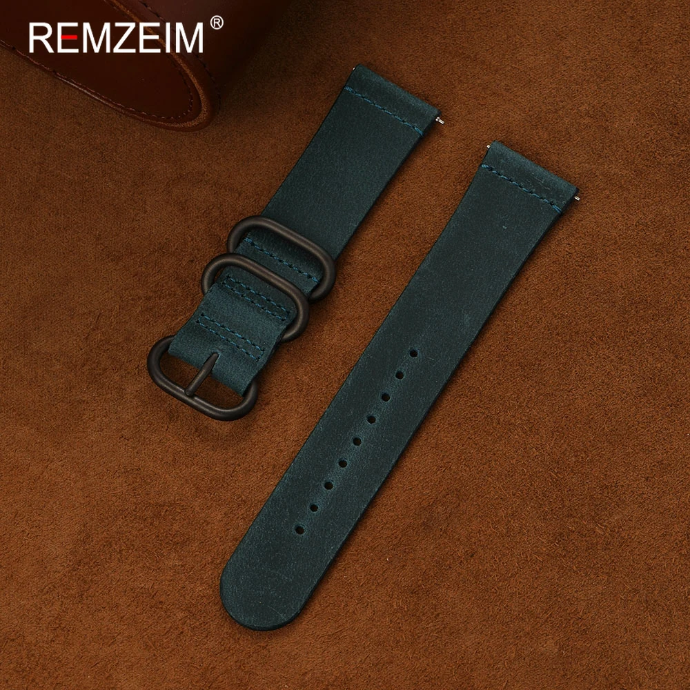 Herren Crazy Horse Leder Uhrenarmband mit Schnellverschluss Federsteg 20mm 22mm Business Ersatz Retro Uhrenband