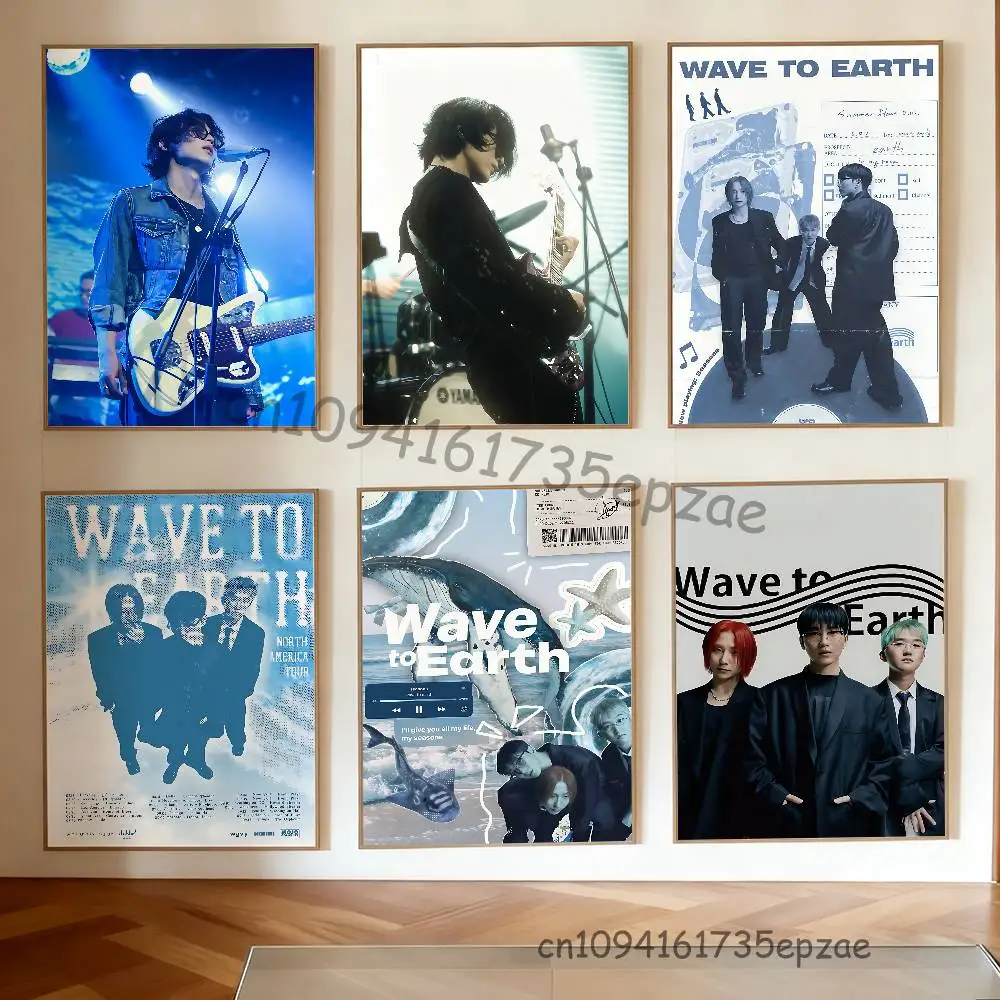 

W-Wave To E-Earth W2E Poster Multi-Purpose Wall Art for Living Room Bedroom Office Hallway Bar Home Decor Gift