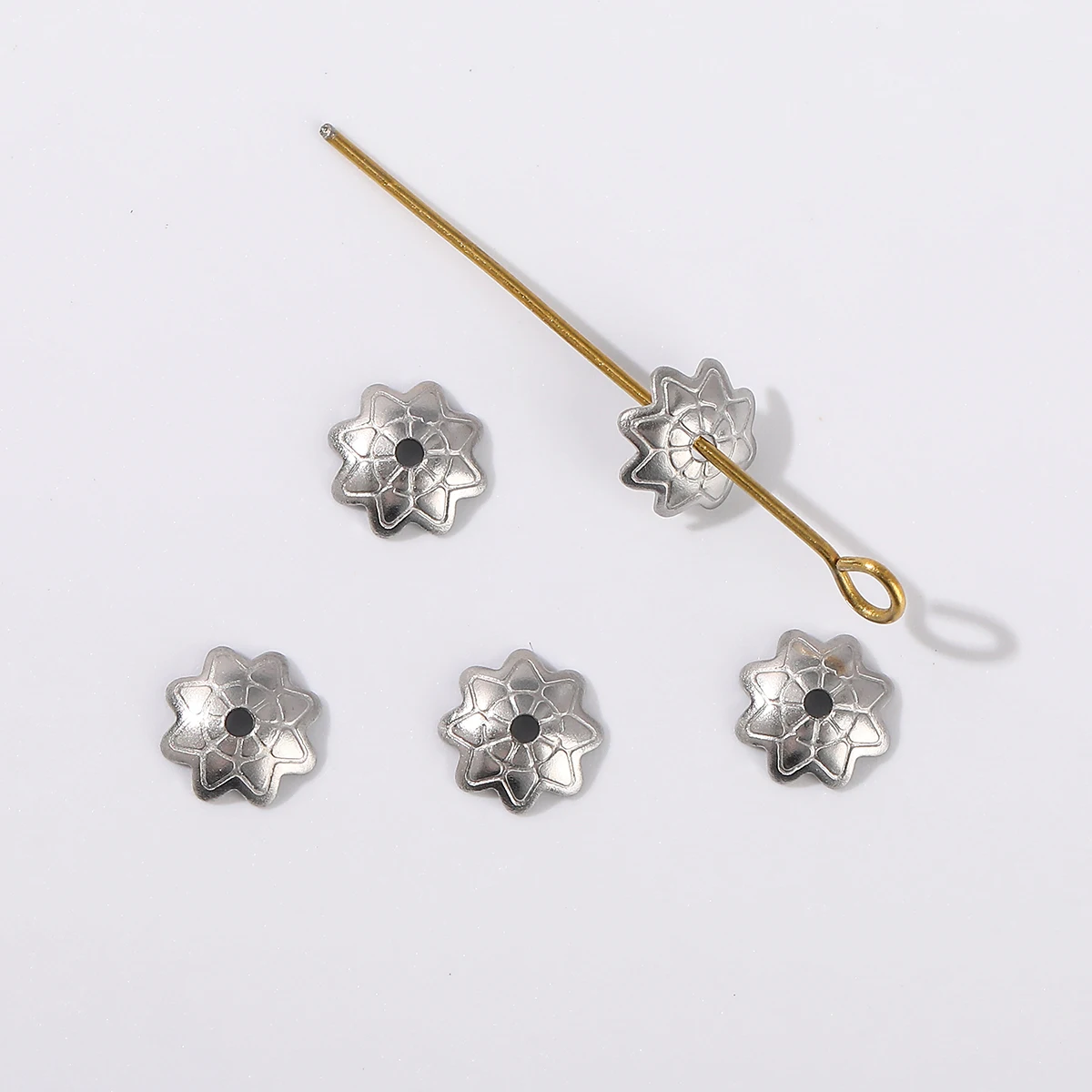 20 Pcs/lot Flower Torus Shape Stainless Steel Bead End Caps Spacer Beads For Jewelry Making Charms Necklace Bracelets Accessory