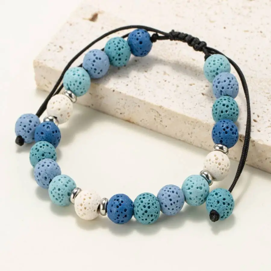 

Handmade natural stone bead bracelet,men's cuff button bracelet,Ramadan prayer bead,women's meditation,holiday gift,daily wear