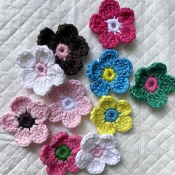 7PCS Colorfull Handmade Cotton Crochet Flower 3.7CM  Scrapbook DIY Craft  Fabric Sew-on Patch Garment Knitted Headwear Accessory