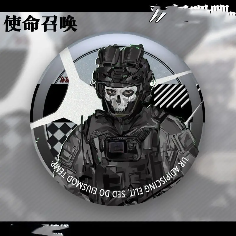 «Call of Duty» призрак киганский коник, фанатские товары, лазерный значок из жести Koji, подарок для бара