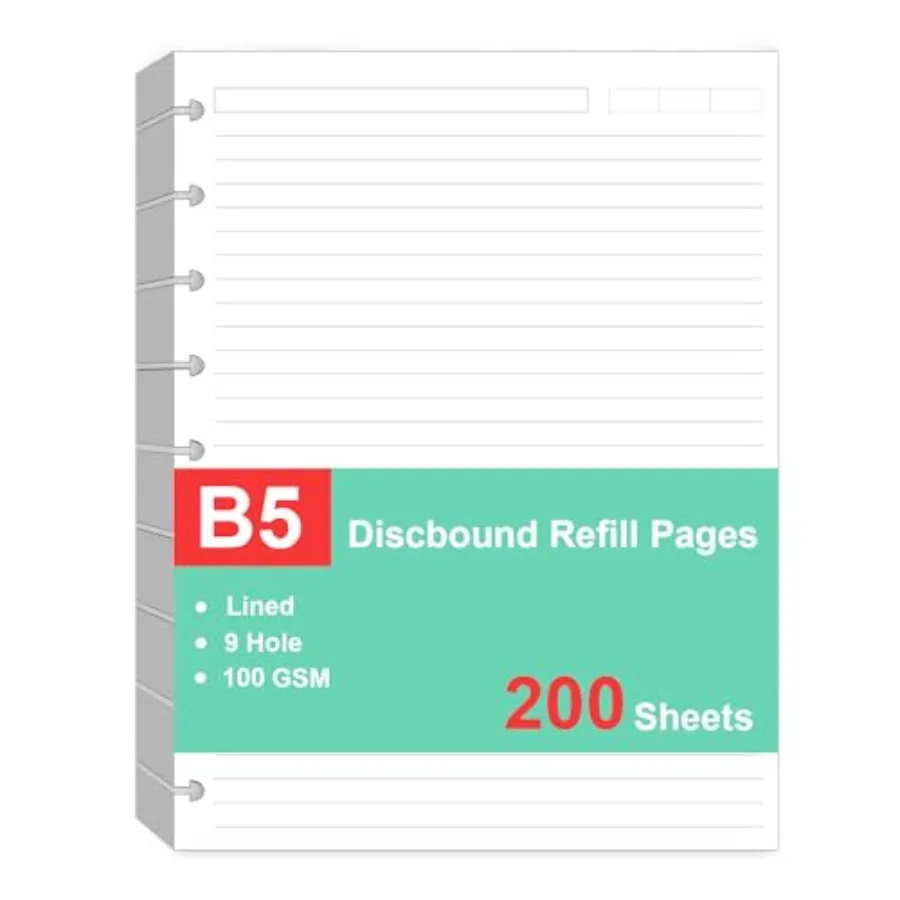 

2 Pack 9 Disc Discbound Refill Paper, Loose Leaf Paper, 9 Disc Prepunched Paper for Happy Planner Inserts, White Paper, Total/4