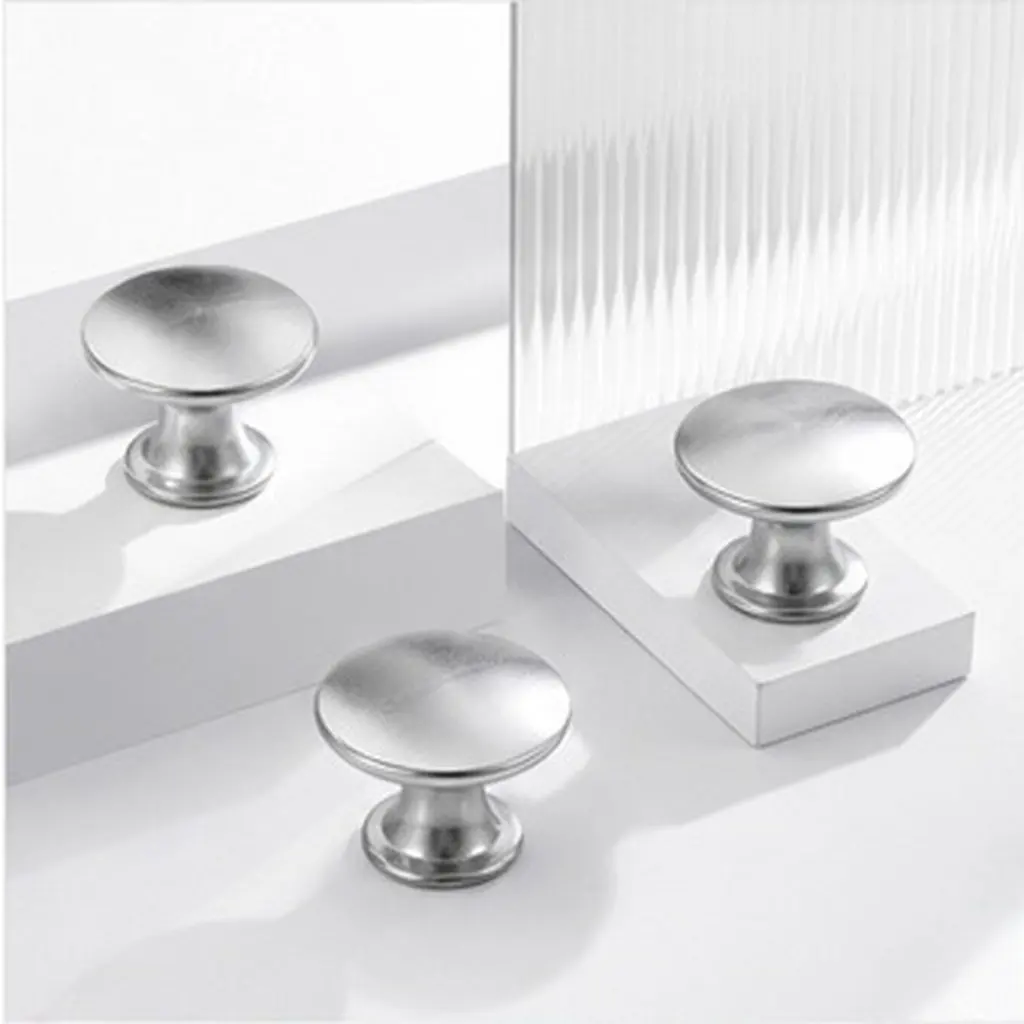 4Pcs Strong Round Cabinet Door Handles Easy Install Silver Drawer Pulls for Kitchen Bathroom Dresser Wardrobe Furniture Upgrade