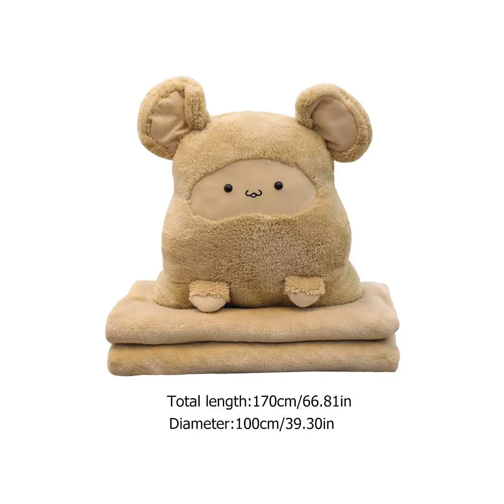 Cartoon Pillow Blanket Combo with Zipper – Soft Warm Nap Blanket for Sofa Bed, Easy Clean Air Conditioner Sleeping view 3