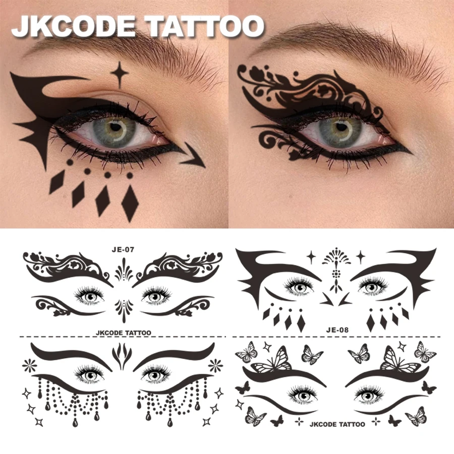 

Ramadan-Party-Eye Shadow Tattoo Stickers-4 Eye Shadow Set Y2K&Ins Style Stickers-Colorful Leaves Mini Flowers & Heart-Shaped Moon Star Pattern Decorative Eyeliner Eye Shadow Stickers-Fashion Party Makeup Tools-Diy Decorative Fake Tattoo Makeup Party Decor