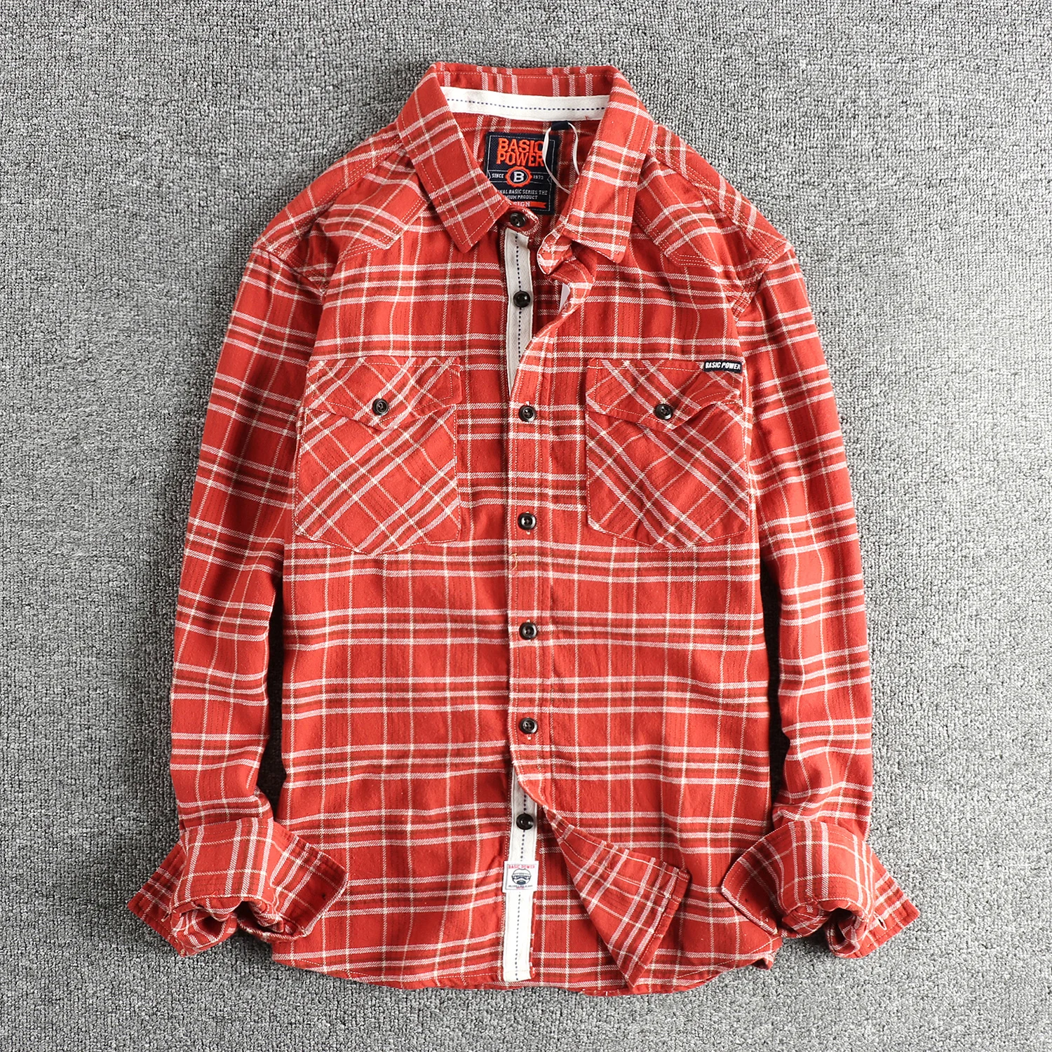 

Men's Cotton Twill Brushed Fabric Retro American Style Long Sleeve Shirt Thick Casual High Street Autumn Winter Fashion Top