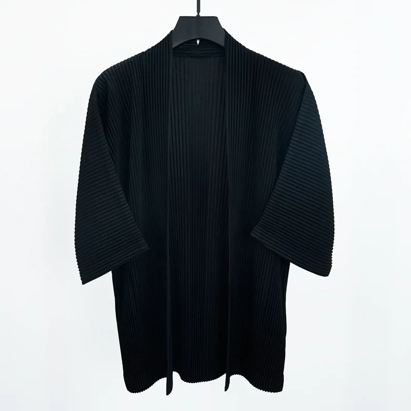 Pleats Original Design Men\'s Jacket 2024 Spring Summer Half-sleeved Cardigan Pleated Loose Large Size Short-sleeved Jacket Suit