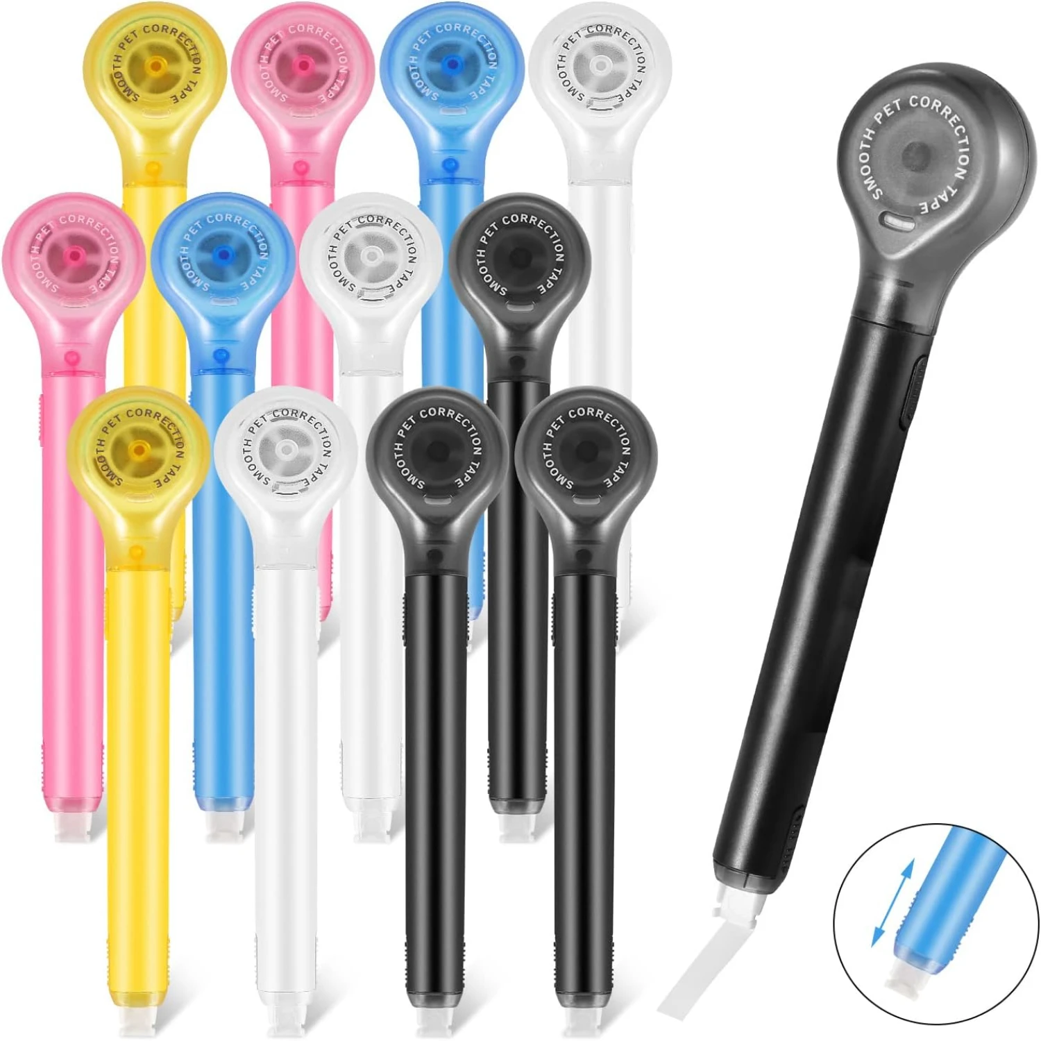 

6 Pieces White Out Correction Tape Pen, Pull Protective, Easy to Use Applicator for School Office Supplies, 1/5 X 236 Inch