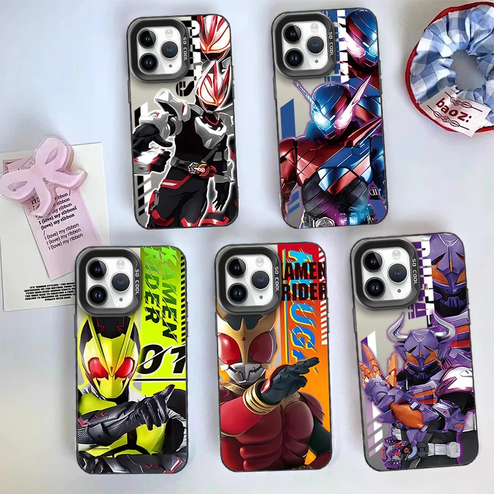 The TV K-Kamen R-Rider IMD Colorful Phone Case Silver Cover Suitable for iPhone 12 11 13 14 15 16 Max Pro Plus