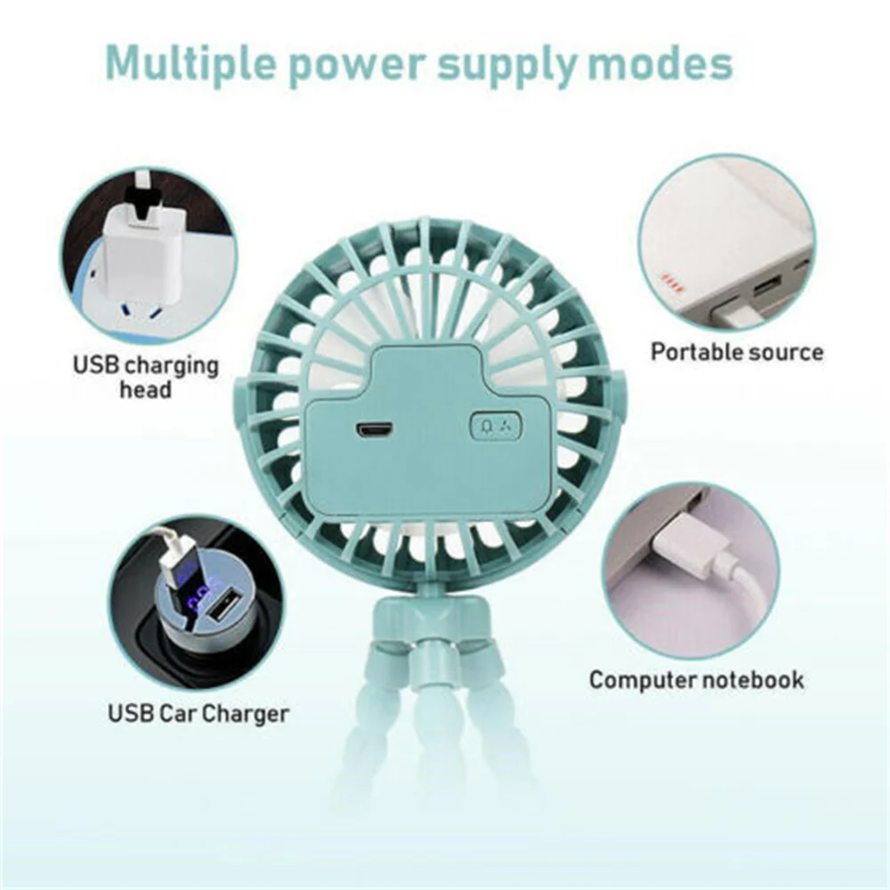 Fan for Cart Stroller Fan Portable Outdoor Fan Clip On for Baby 600mAh USB Rechargeable Handheld Electric Fan for Home 3 Speeds