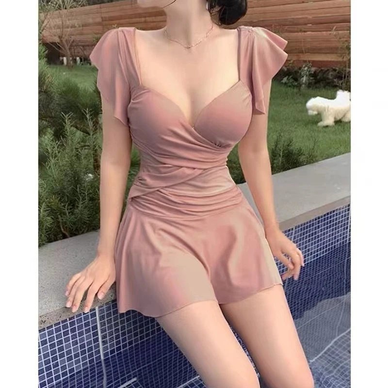 Wisuwore Female One Piece Swimsuit  Covers The Belly Pure Desire Slightly Fat Girl Conservative Large Summer Bathing Suit