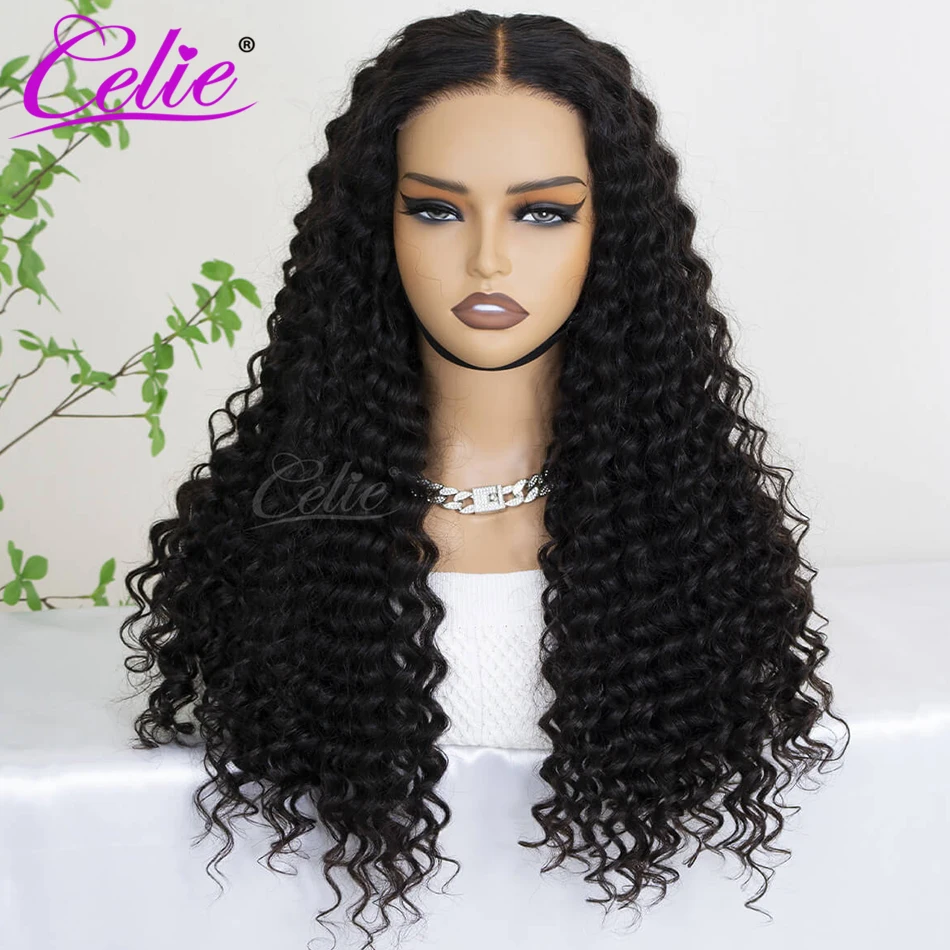 Celie Pre-bleached Knots Deep Wave HD Lace Closure Wig 6×5 Pre-cut Lace Glueless Wig Wear & Go Pre Plucked Human Hair Wigs