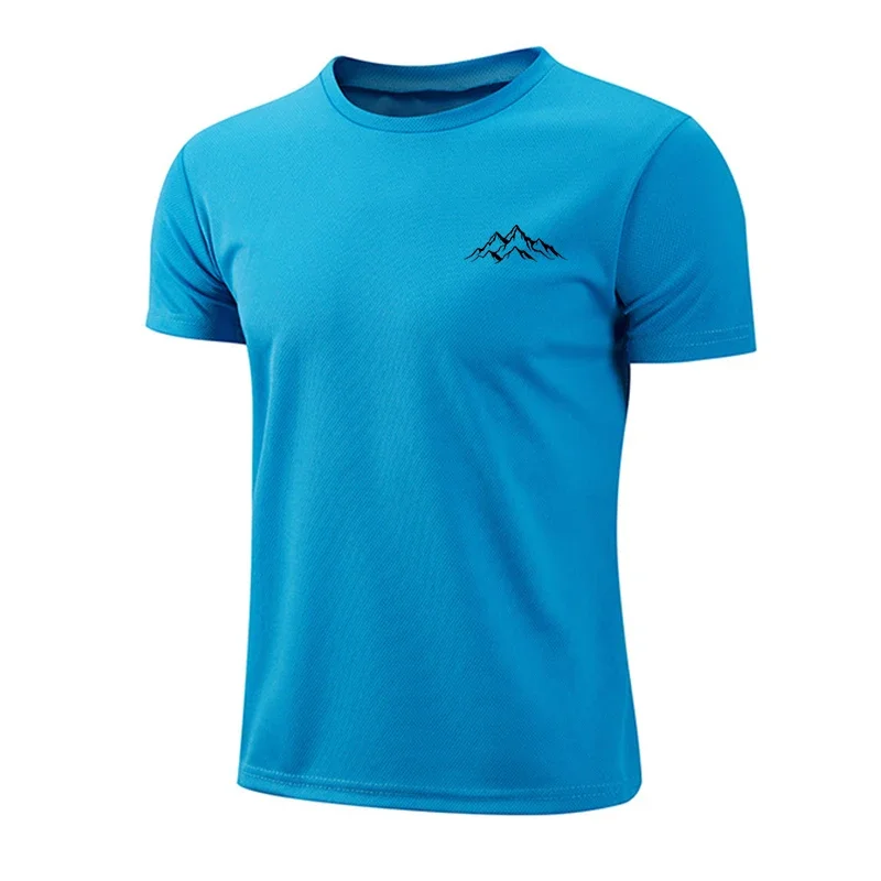 2026 Summer Men T-shirt Print Casual Exercise Tops Outdoor Jogging Cycling Clothing Quick-Drying Mesh Tees Hot Sales Sportswear