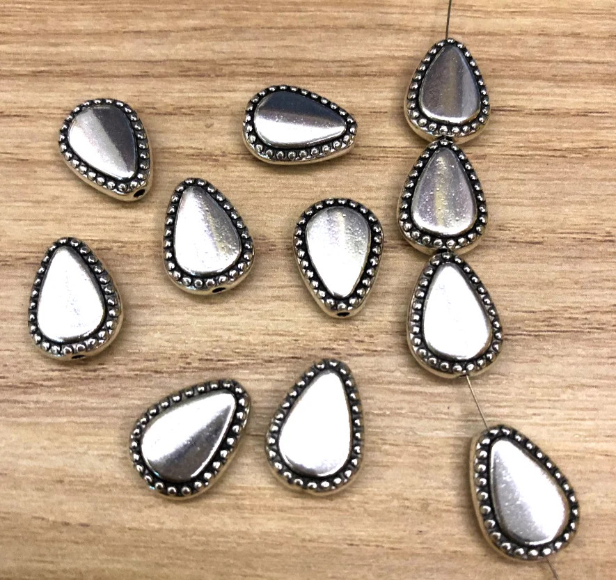 

20pcs 13*10*3mm Vintage tibetan silver color drop shaped beads for handamde findings HW2613