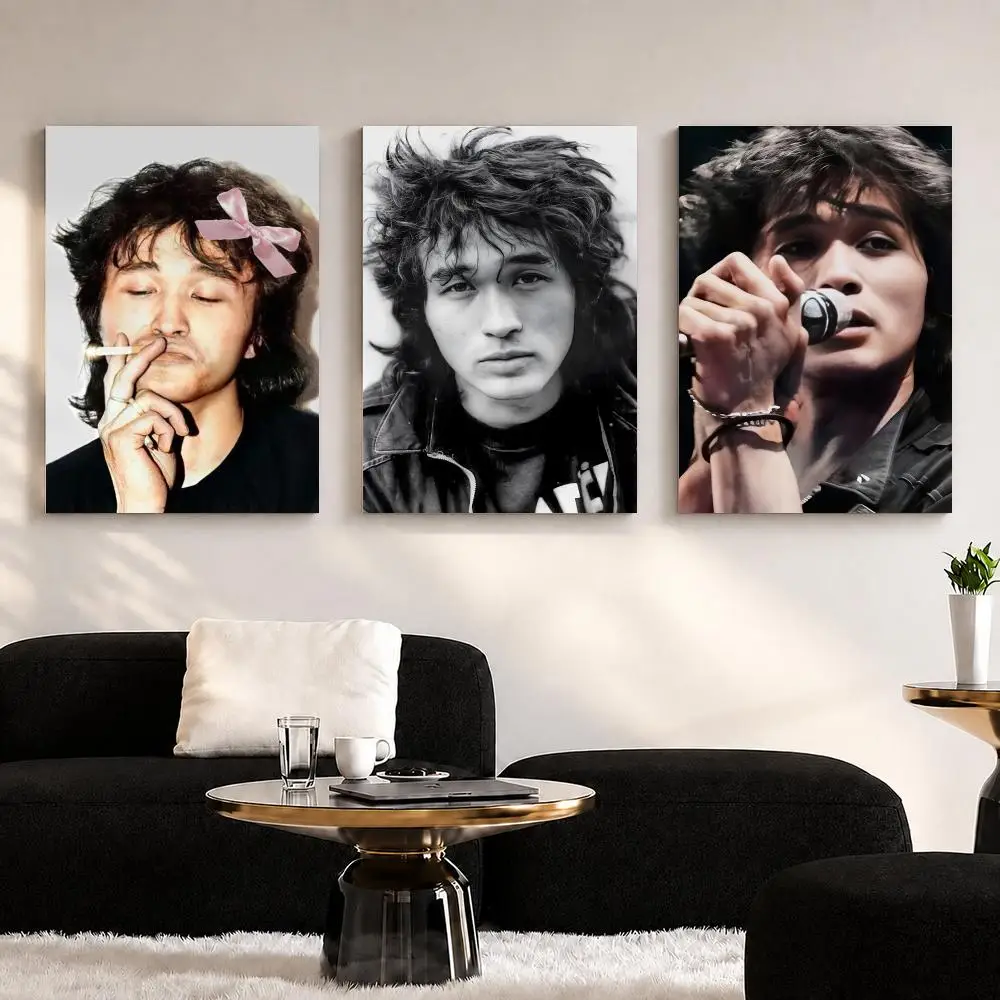 Singer Album V-Viktor T-Tsoi Framed Wall Painting Ready to Hang Canvas Wall Art Poster for Bedroom Living Room Home Decor Gift