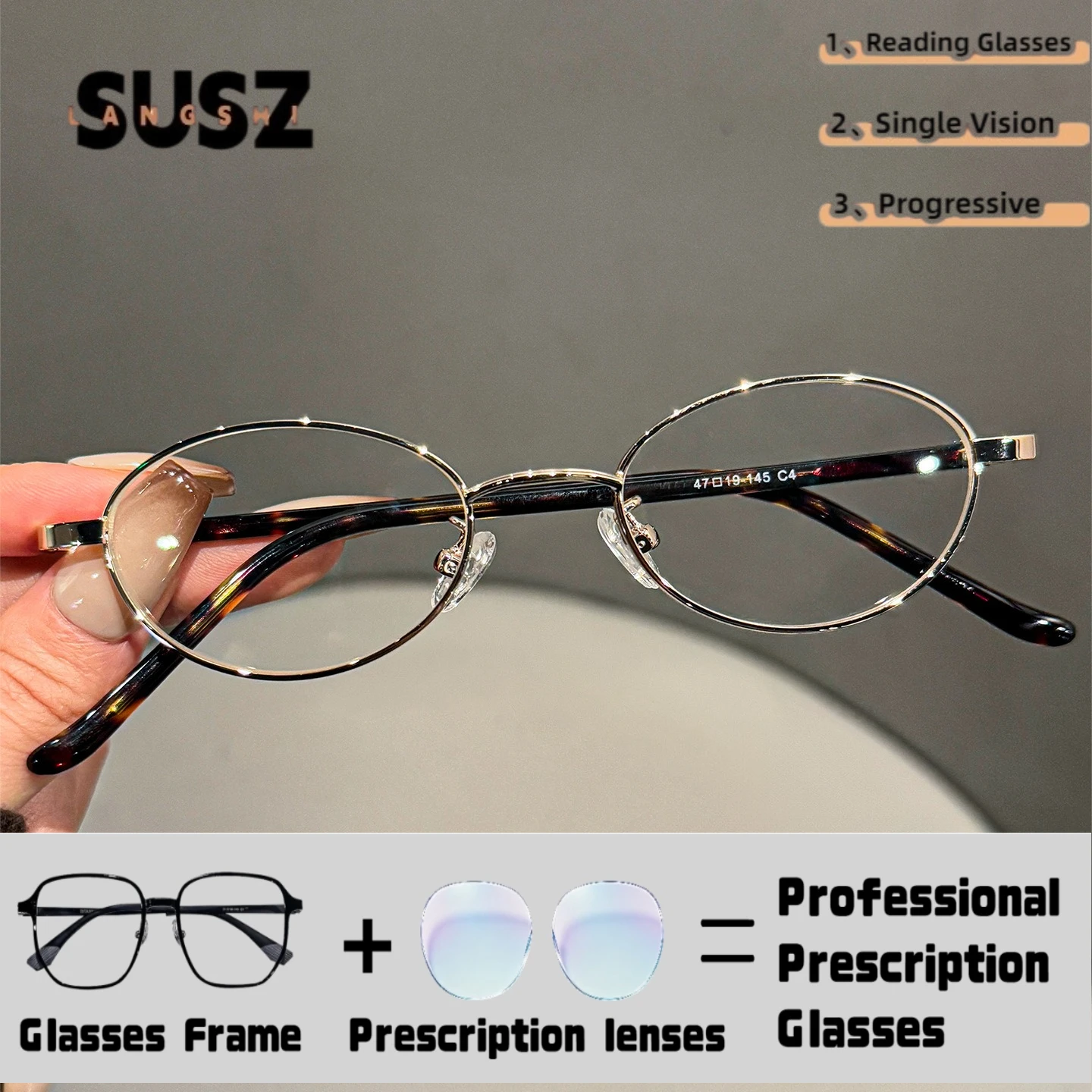 LS-SUSZ Versatile Women Anti Blue Ray Reading Currents Eyeware Classic Vintage Polygonal Myopia Prescription Computer Glasses