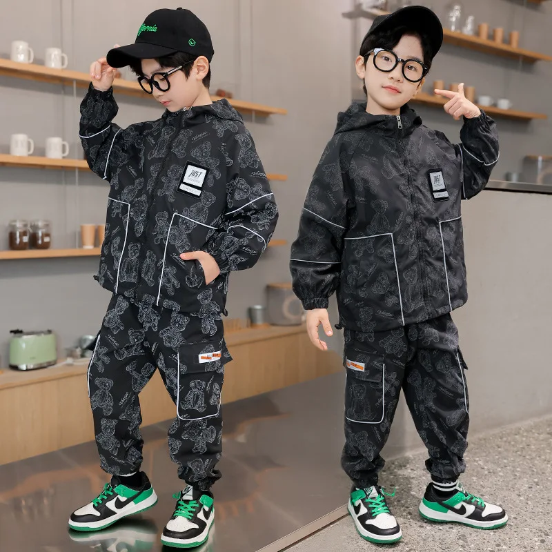 Boys Coat +Pants 2PCS/Set 2023 luminous Warm Thicken Winter Autumn Suits Sports Outfits Plus Size Children Clothing