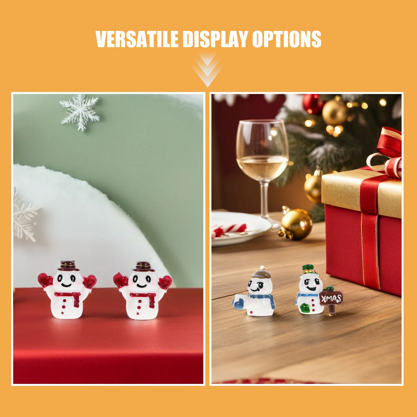 12 szt. Świąteczne figurki bałwanków z żywicy, małe dekoracje do mikro-krajobrazów, na świąteczne tace wielopoziomowe, do kule śnieżnej, scenka wiejska