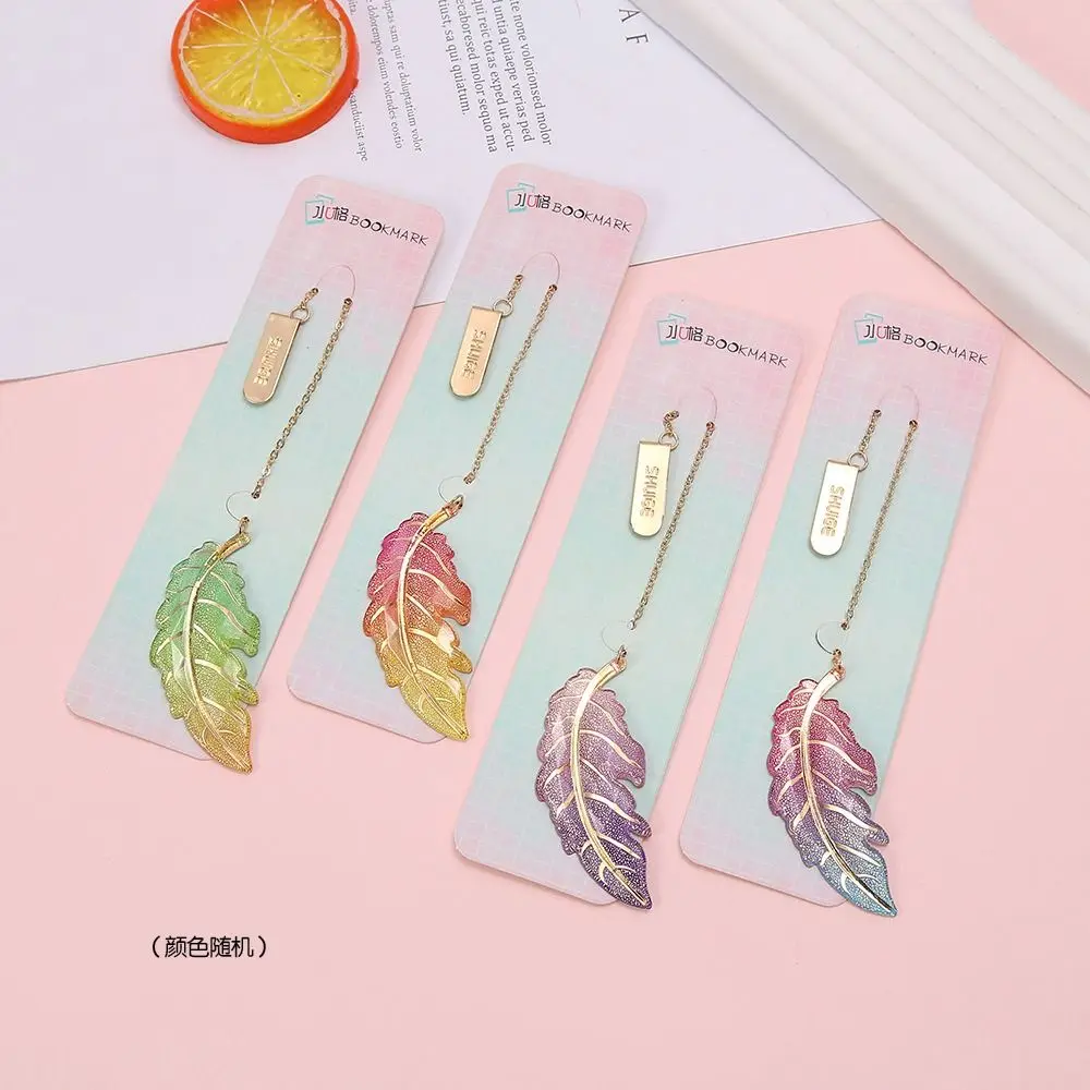 2Pcs Creative Colorful Leaves Binder Bookmark Book Paginator Cute Design Student Teacher Gift Student Stationery