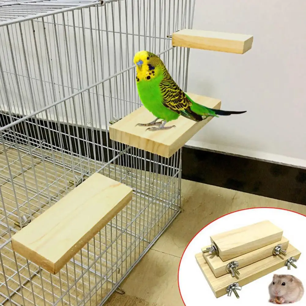 Parrot Bird Wood Perch Stand Platform Hanging Cage Decor Paw Grinding Toy Bird Perches Platform Grinding Paw Parrot Rack