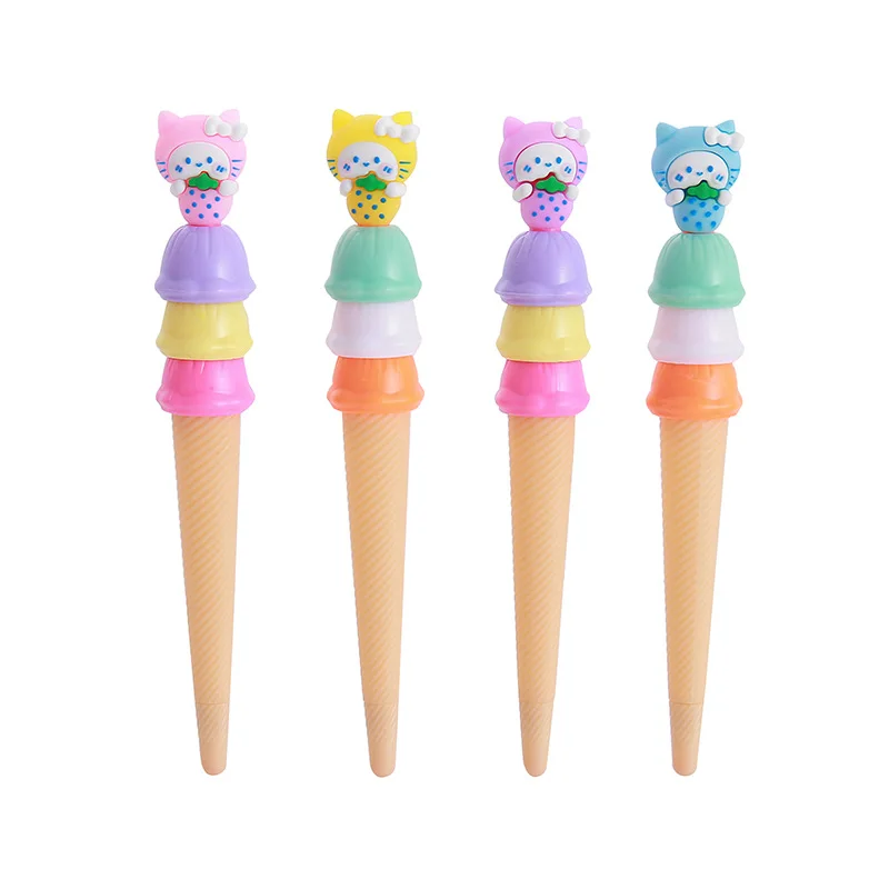 36PCS Cartoon Kitten Haagen-Dazs Neutral Pen Creative Stationery Student Writing Tool Water-based Pen Cone Styling Fountain Pen