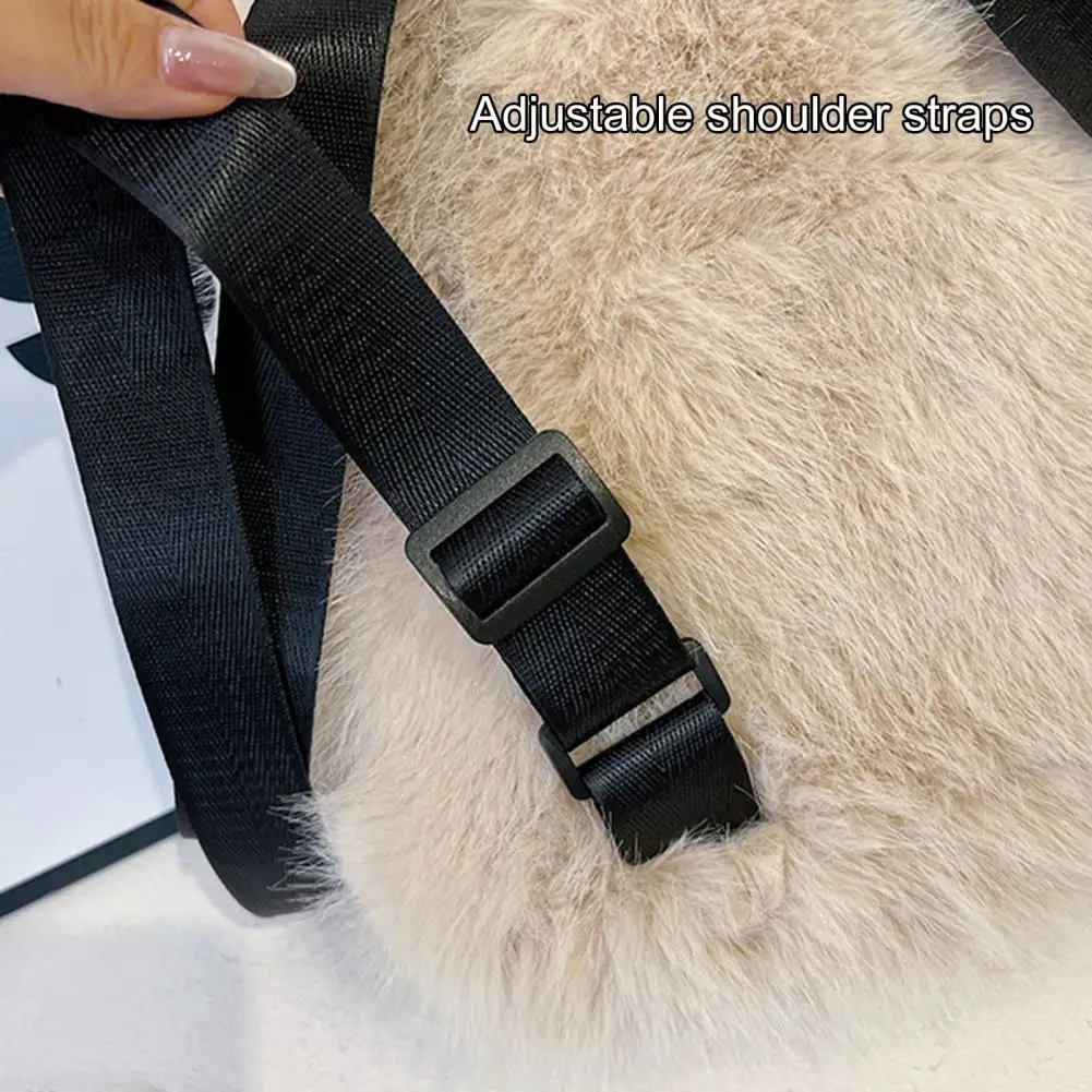 Plush Material Backpack Fuzzy Faux Fur Backpack Fluffy Drawstring Daypack School Bag for Commuting Travel Errands Textured