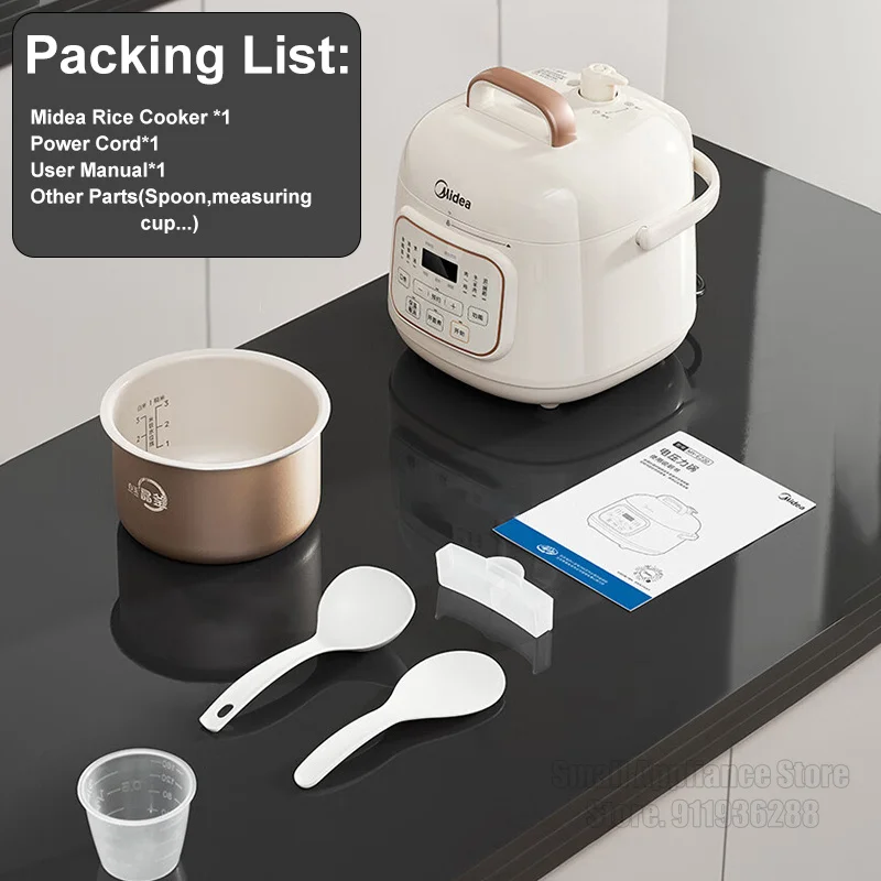 ميديا قدر الضغط الكهربائي 1.8L متعدد الوظائف طنجرة الأرز المنزلية غير عصا طباخ كهربائي صغير لمكتب عنبر