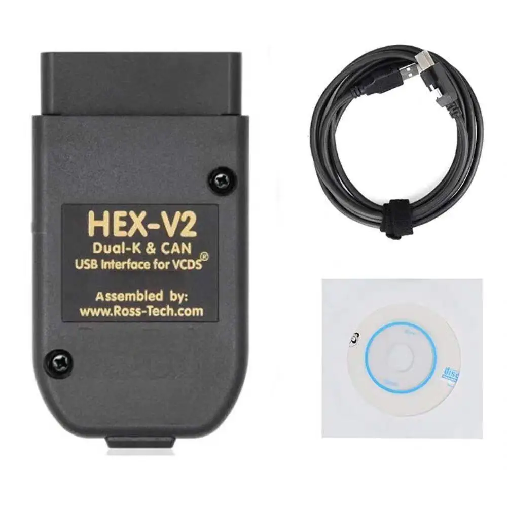 HEX V26.3 Auto OBD II Code Reader Adapter Vehicle Fault Diagnosis Cable Support K‑Line & CAN Bus USB Diagnostic Cable Kit Car Scan Tool for VCDS 1996‑2017 V‑A‑G Series Cars