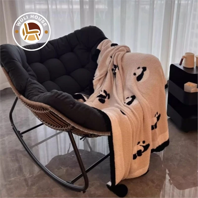 

Wuli House Human Bird Nest Rattan Weaving Rocking Chair Home Balcony Lazy Sofa Rocking Chair Rattan Chair Can Sit or Lie Down