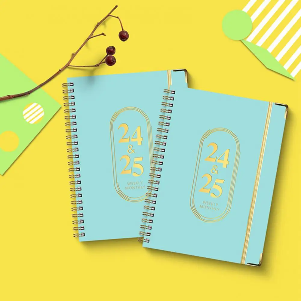Planificador a prueba de fugas, planificador académico A5 de tapa dura 2024-2025, libro de bobina de planificación semanal mensual para estudiantes, escuela, suministros de oficina